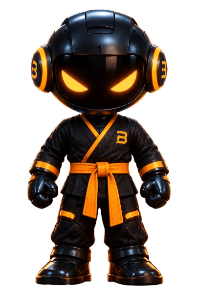 BlackBelt AI — robô ninja protagonista